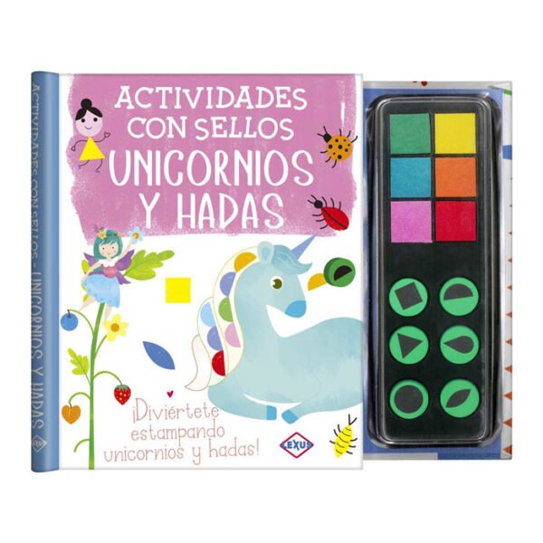 libro actividades con sellos unicornios y hadas