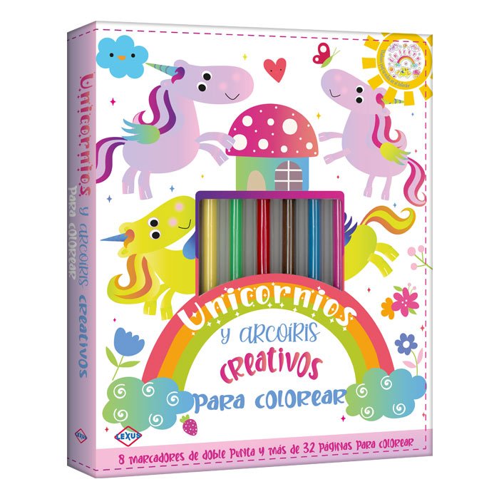 Libro Unicornio y Arcoíris creativos para colorear